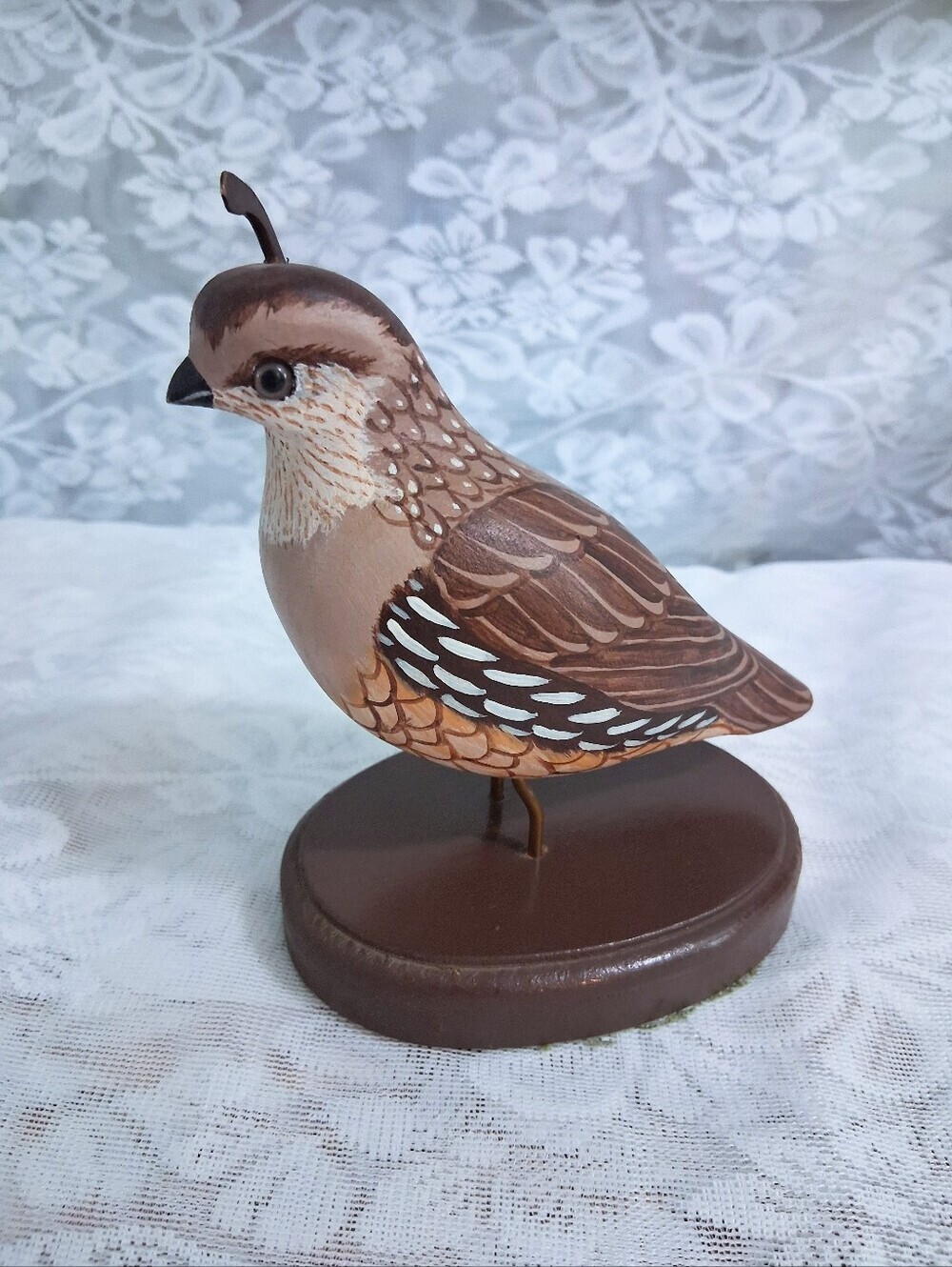 Vintage E. Huddleston Hand Carved Quail Hen Bird Folk Art Silverton Oregon